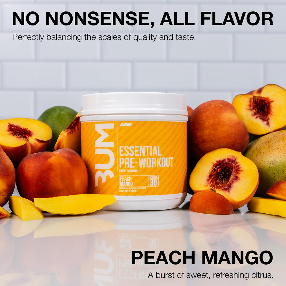 RAW Nutrition Essential Pre Peach Mango shaker-mix ready-to-drink