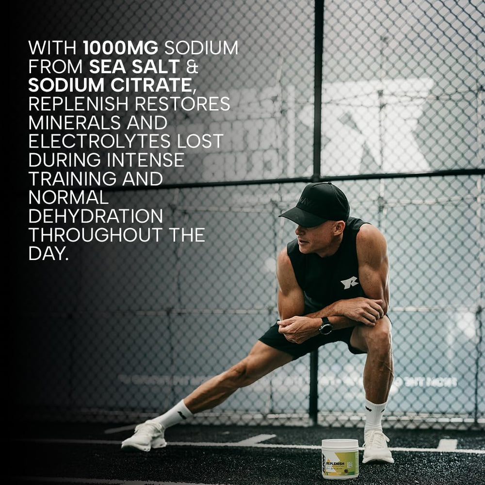 A RAW Replenish lemon lime scoop dissolves into water for easy mixing.