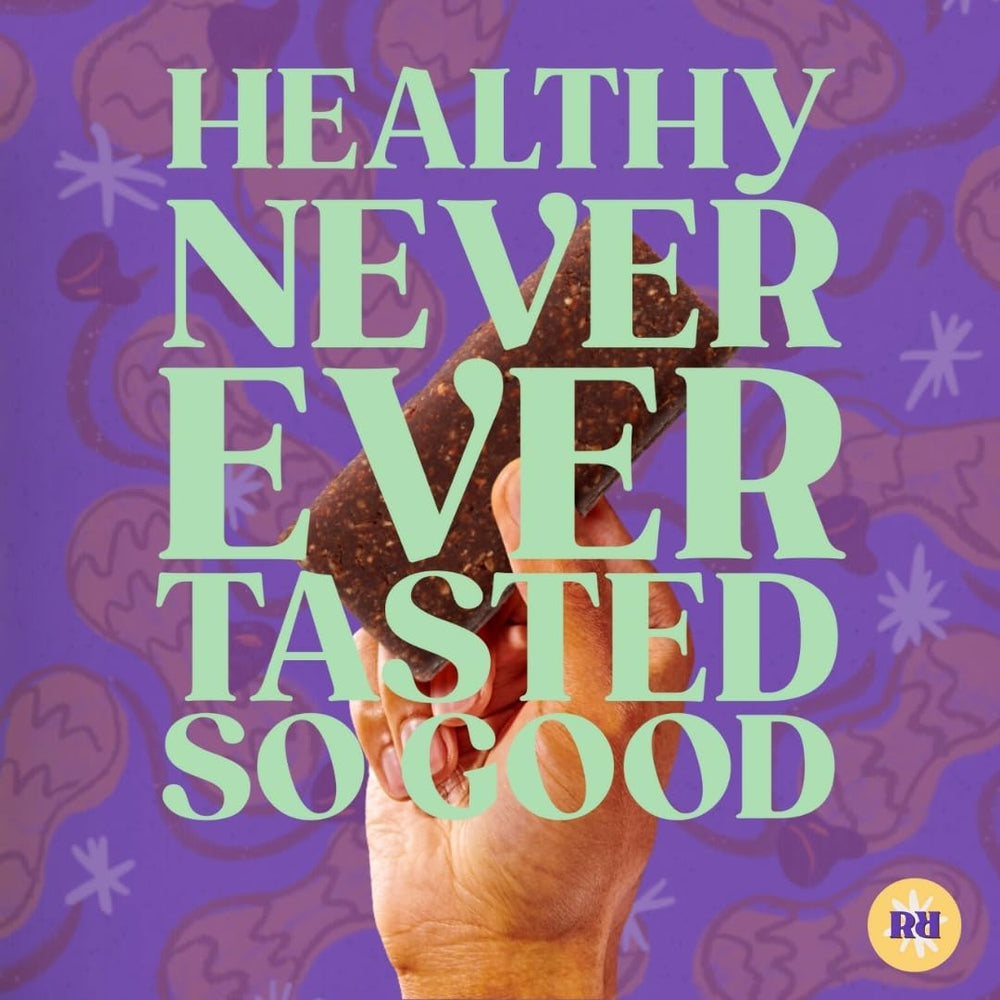 Raw Rev Glo bar split open to show creamy peanut butter center and soft interior.