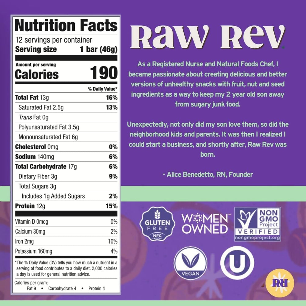 Closeup of Raw Rev Glo bar highlighting chocolate-peanut texture for a satisfying snack.