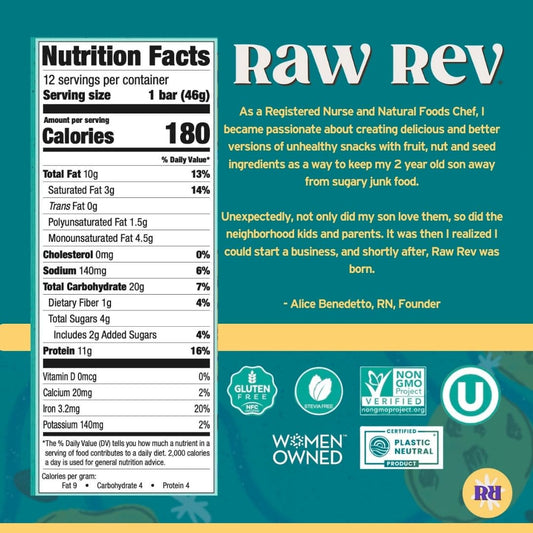 Raw Rev Glo vegan protein bar wrapper open for on-the-go nourishment