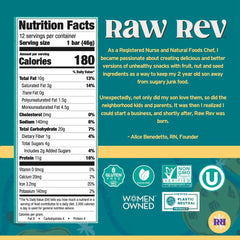 Raw Rev Glo vegan protein bar wrapper open for on-the-go nourishment