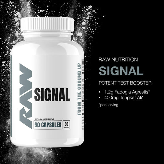 RAW Signal capsules close-up highlighting the herbal blend for vitality