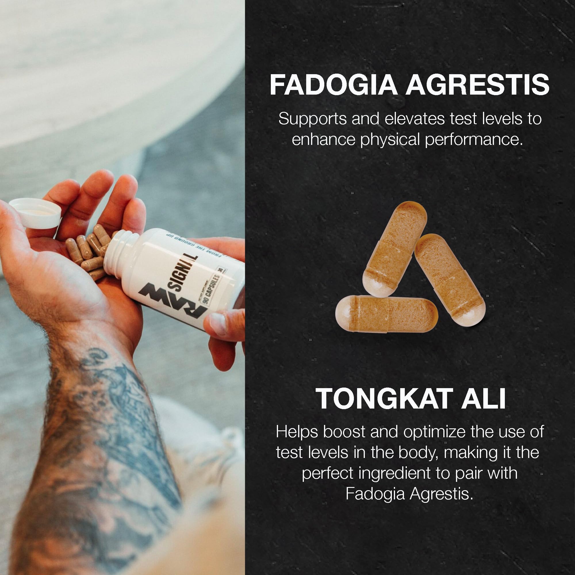RAW Signal label back noting USA-made pure ingredients