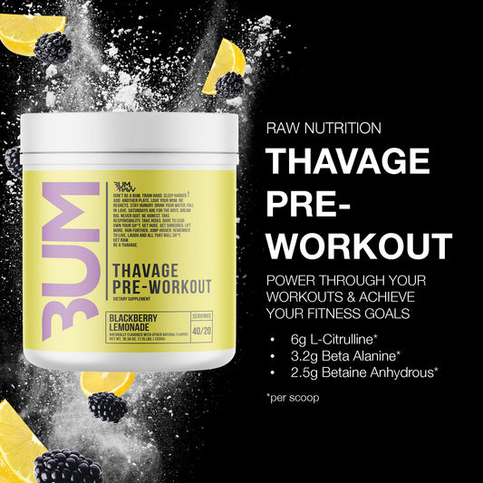 RAW Thavage label closeup showing flavor and ingredients mix.