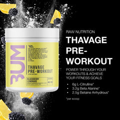 RAW Thavage label closeup showing flavor and ingredients mix.