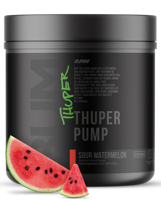 RAW Thuper Pump powder in a scoop shows enhanced pumps