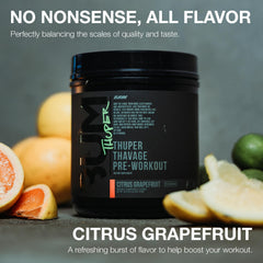 Close-up of Citrus Grapefruit label on RAW Thuper Thavage flavor.