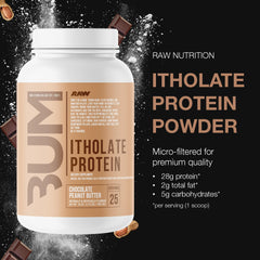 RAW Whey Isolate Chocolate Peanut Butter scoop with precise serving size