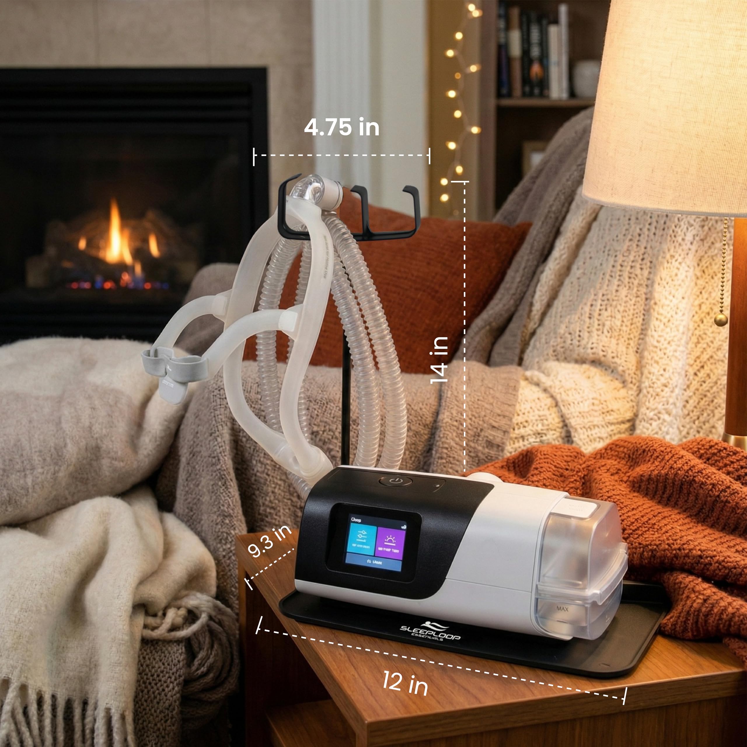 RawRock non-slip tray stabilizes CPAP setup on nightstand