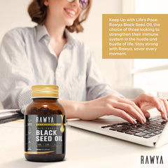 RAWYA bottle in kitchen scene suggesting an everyday wellness routine.
