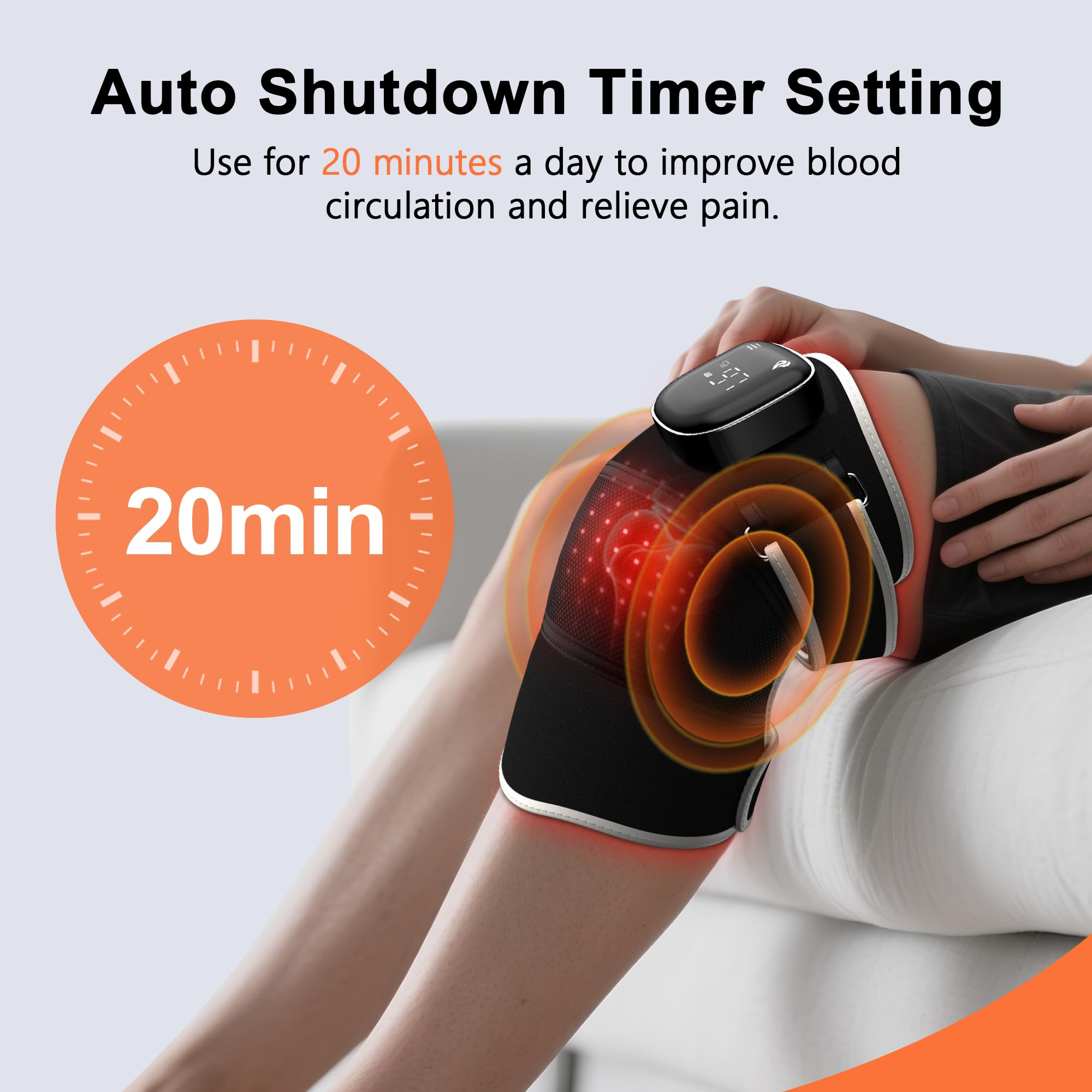 RAYOCON rechargeable knee brace powered by 3000mAh battery for cordless wear.