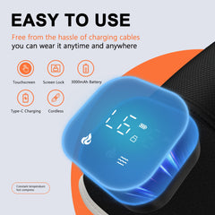 RAYOCON knee massager with adjustable straps and ergonomic fit.