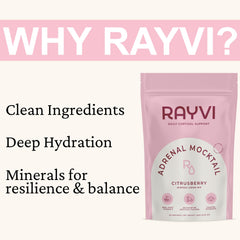 Rayvi Adrenal no-artificial-flavors label communicates clean ingredients.