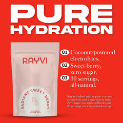 Rayvi Sweet Berry flavor dissolved in water for a refreshing sugar-free drink.