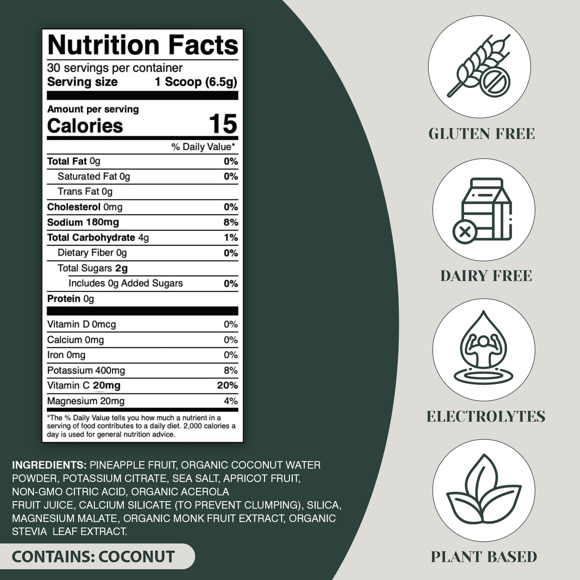 Rayvi Electrolytes powder being poured into a glass highlights taste and easy mix.