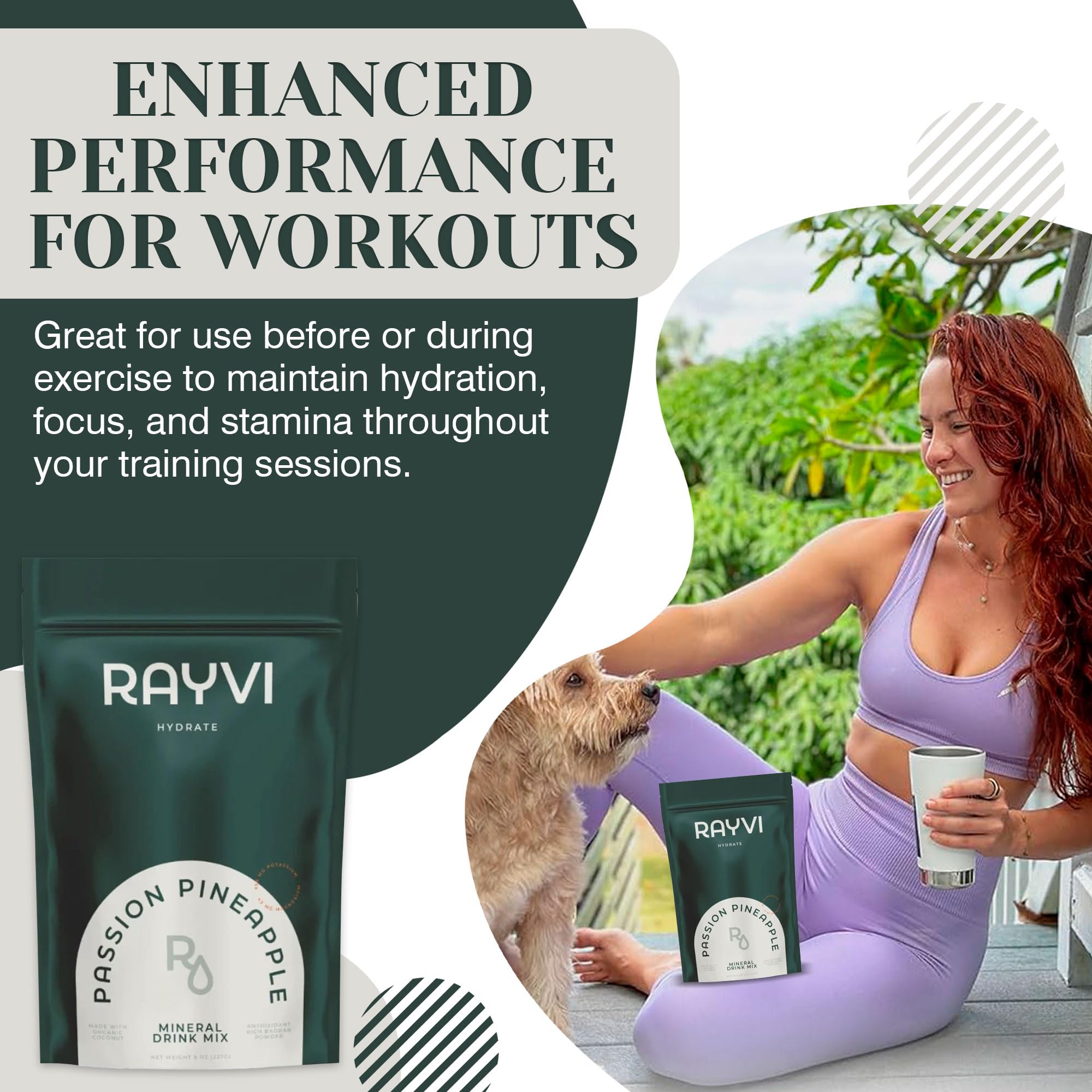 Rayvi Zero Sugar Electrolytes Powder scoop beside powder shows convenient daily hydration support.