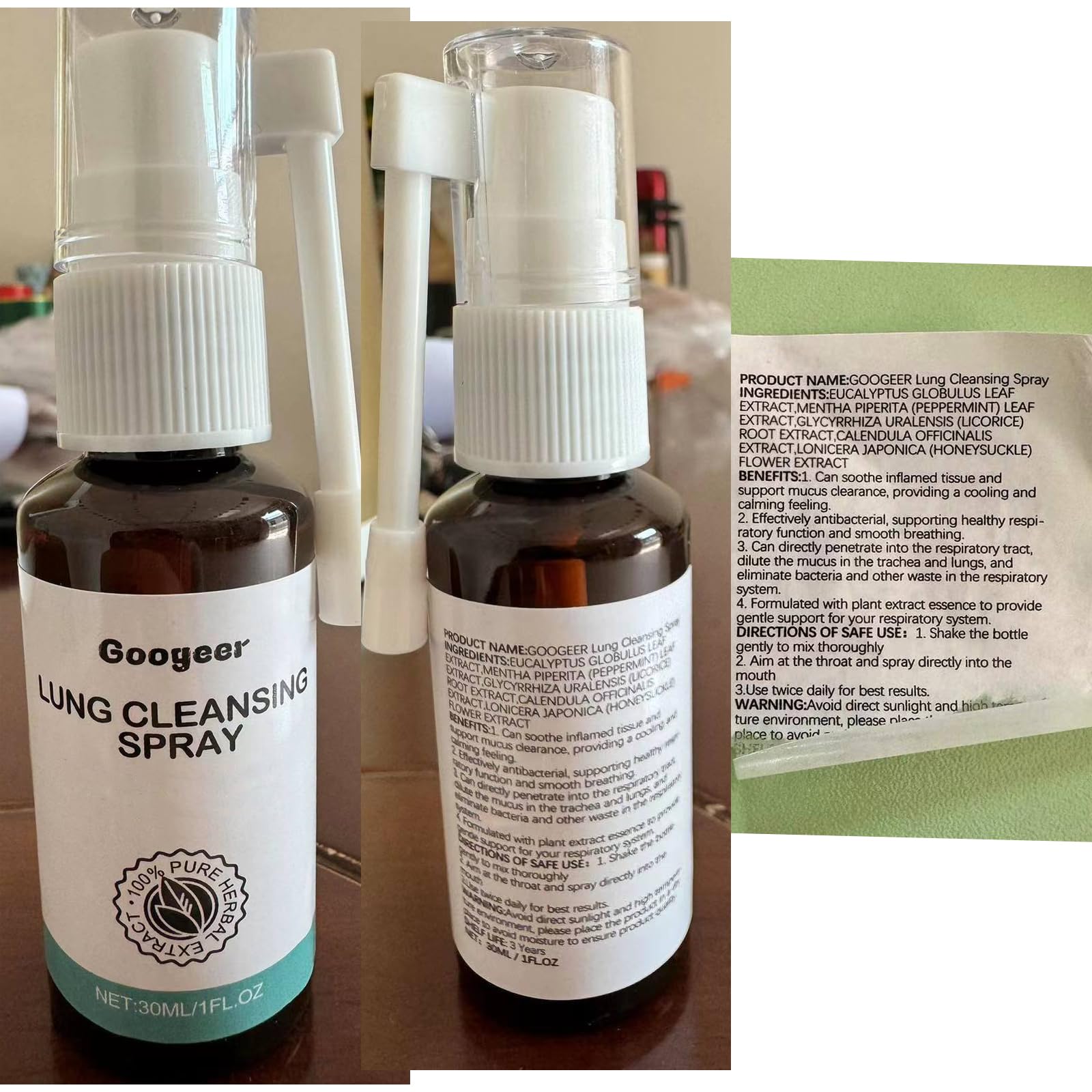 RCSCBC Saffra Lung Cleansing Spray label-closeup highlights natural herbs