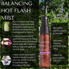 RD Alchemy Balancing Hot Flash Mist ingredients include Black Cohosh and Marjoram for calming aroma