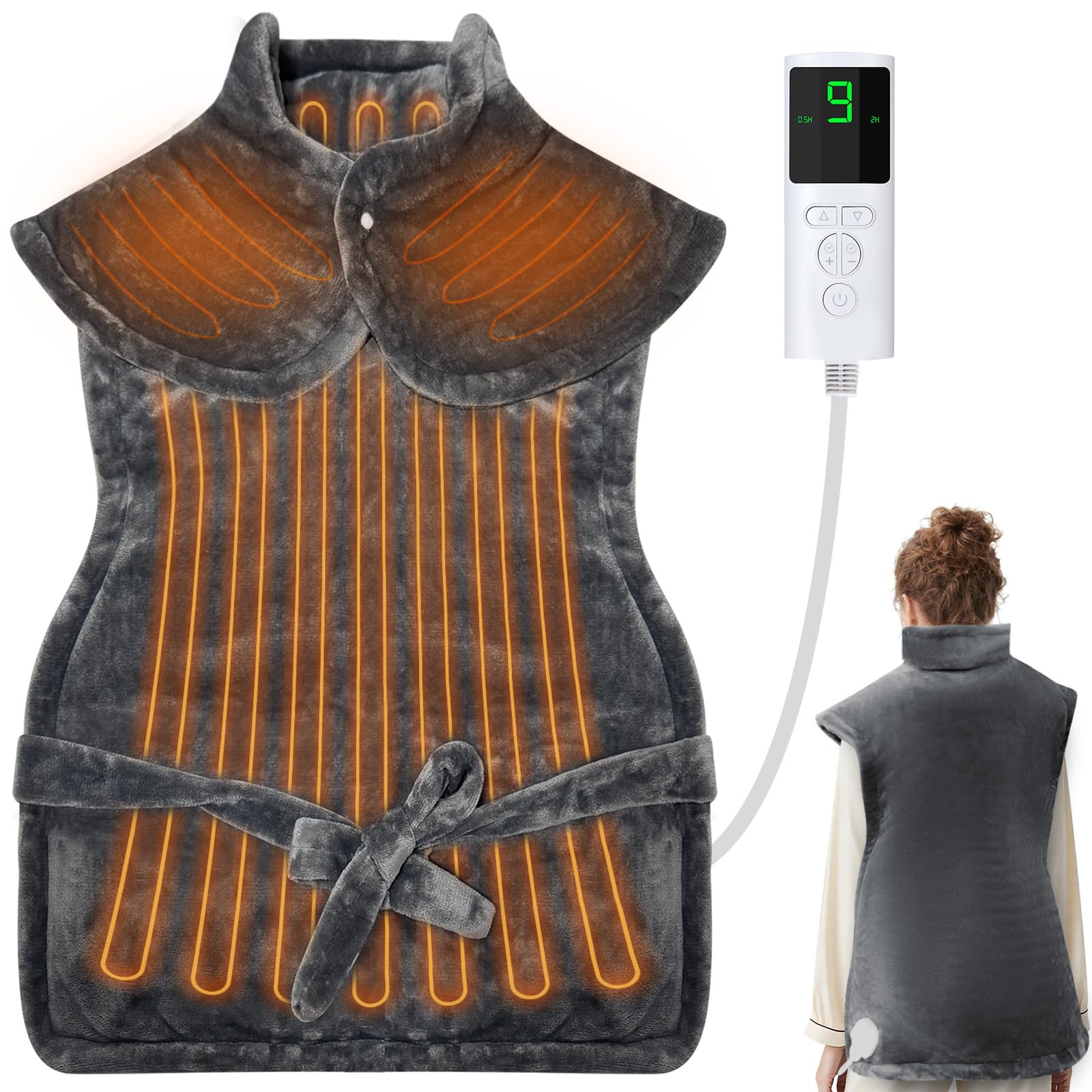 RDDSIVS heating pad on bed offering broad warmth for neck, shoulders, and back
