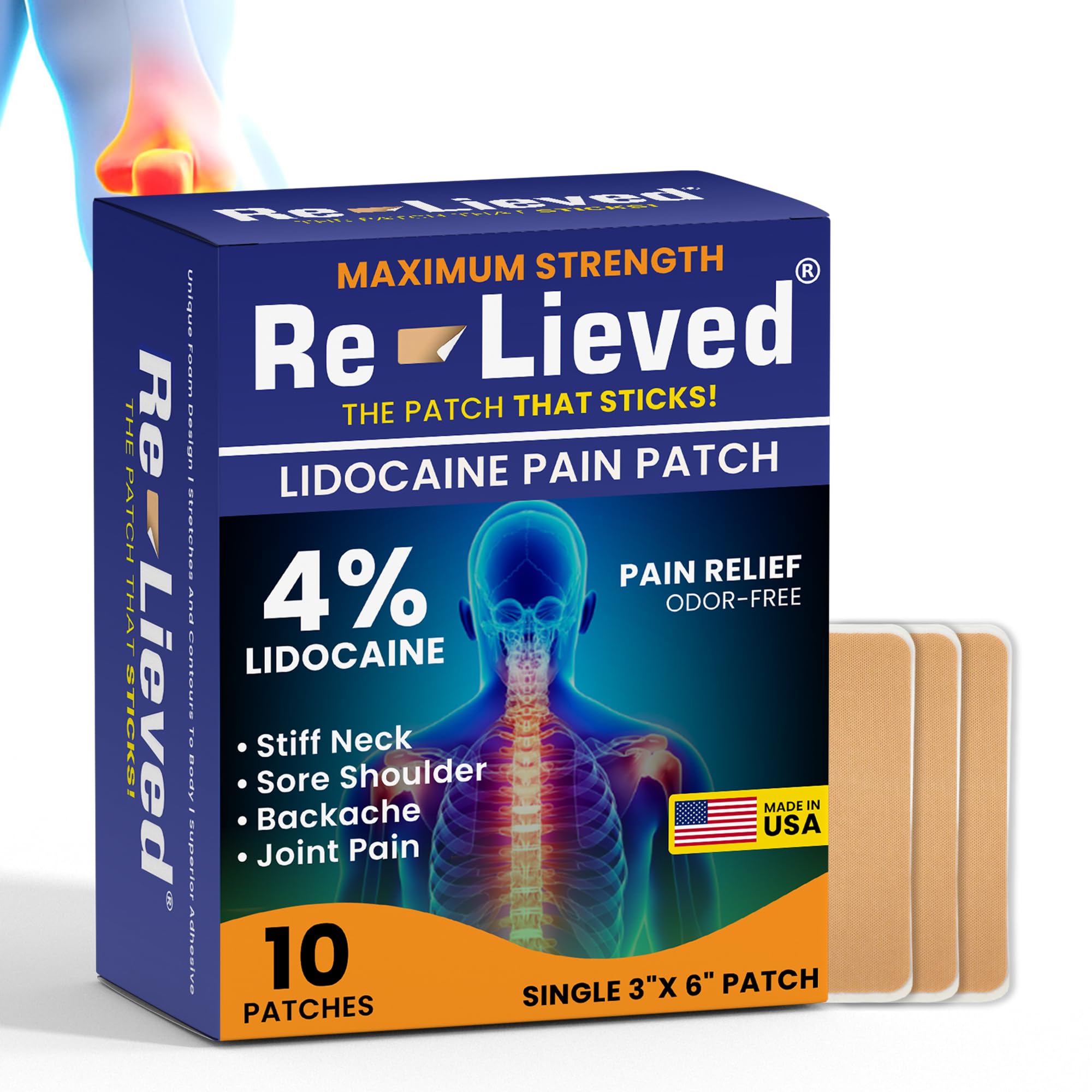 Re-lieved lidocaine patch back-application for targeted back comfort.