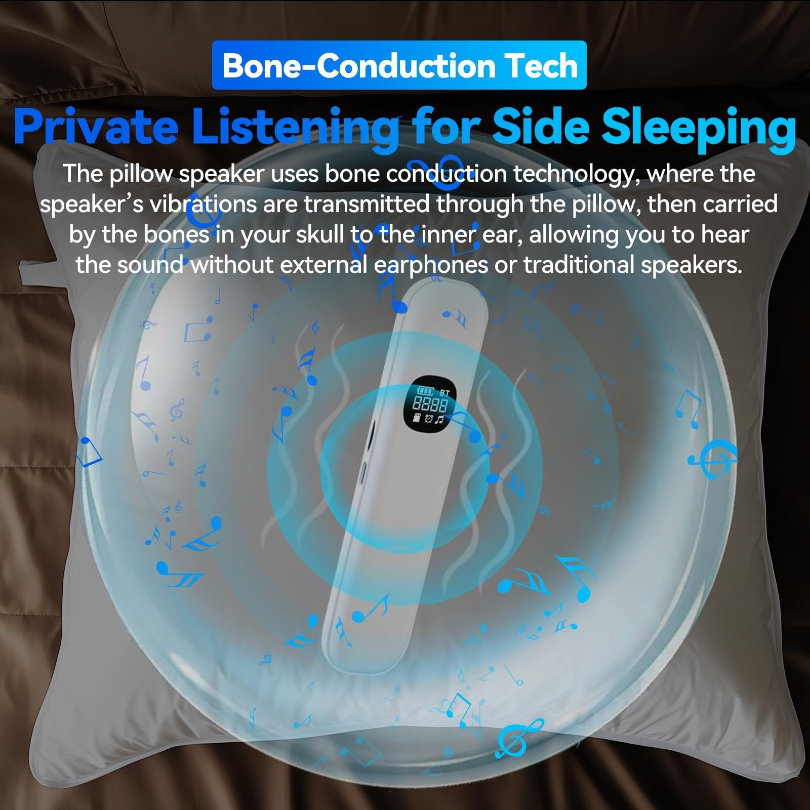 RE RELIURE pillow speaker with night-use setup for late nights