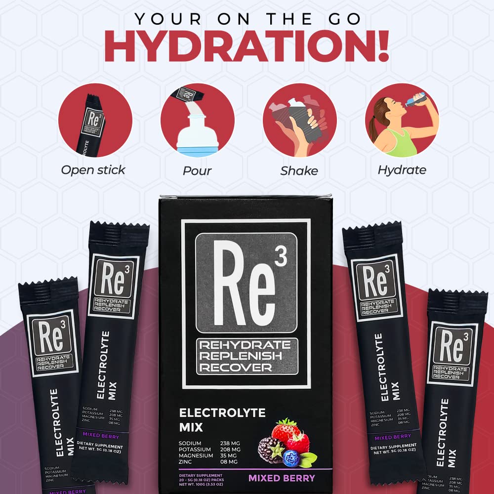 Re3 on-the-go pack aids hydration during training sessions.