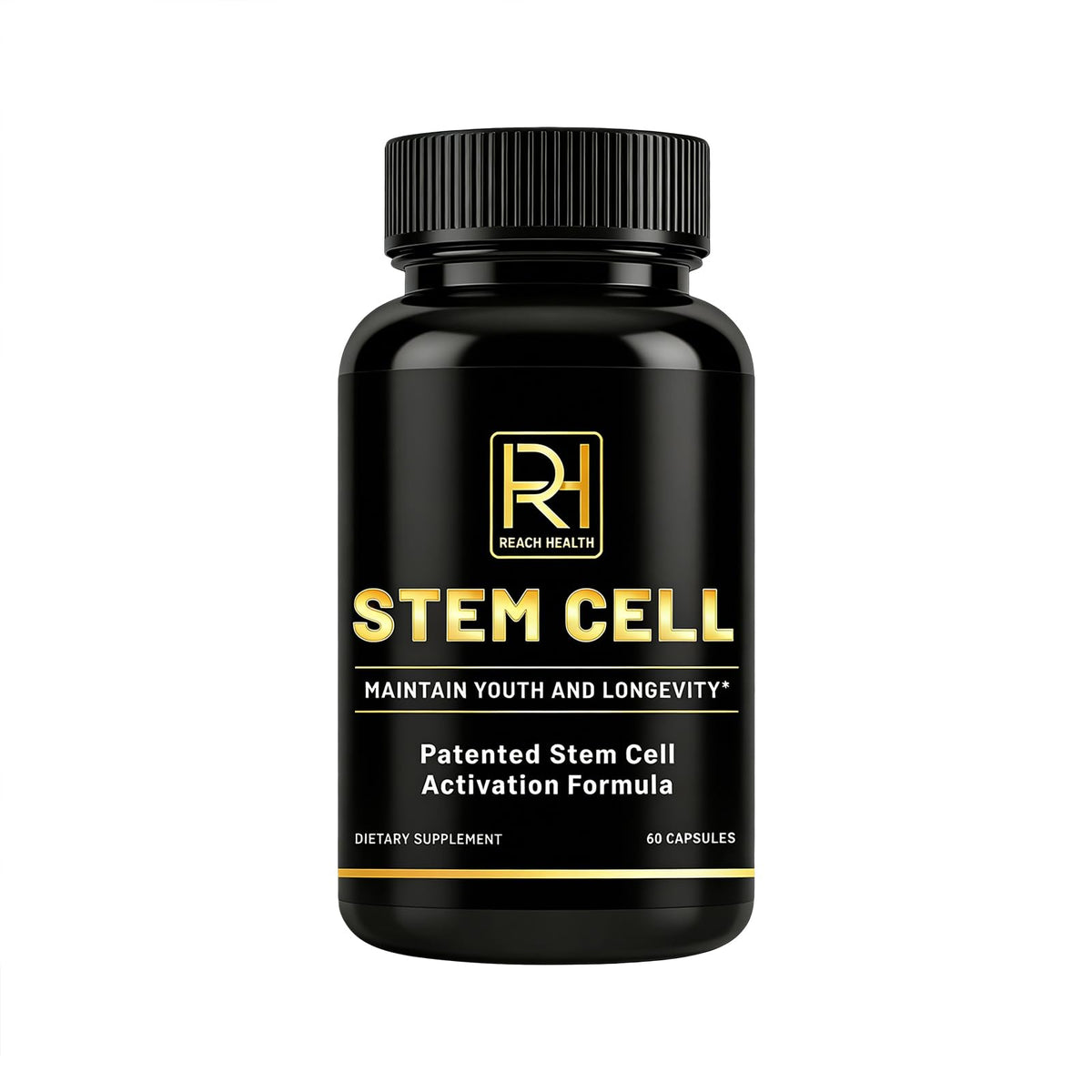 REACH HEALTH Stem Cell Activation Formula bottle with 60 softgels for daily vitality.