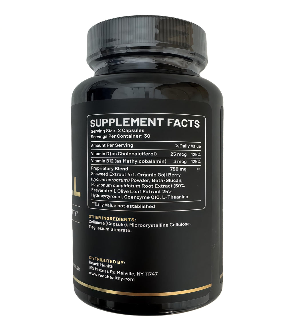 REACH HEALTH STEM Cell Supplement front bottle label highlighting the activation formula.