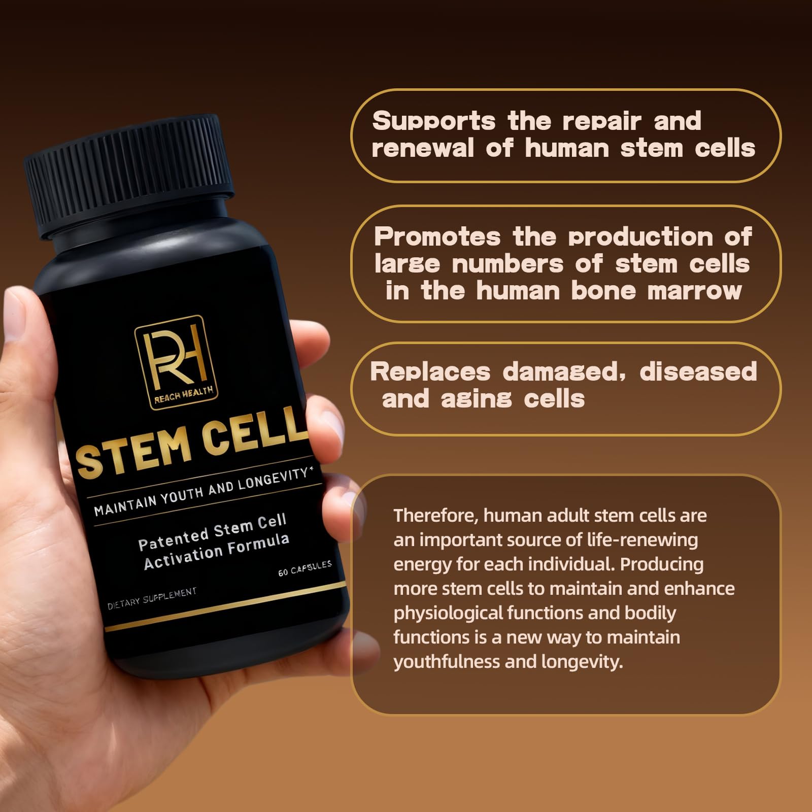 Nutrition label emphasizes non-GMO and cGMP manufacturing standards.