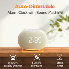 REACHER night-light LED display provides a soft glow for nighttime routines