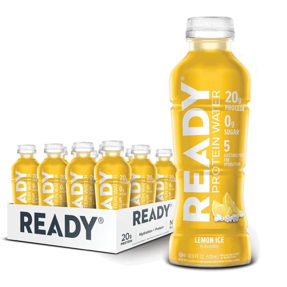 Ready Clear Protein Water lemon ice bottle front for refreshing hydration