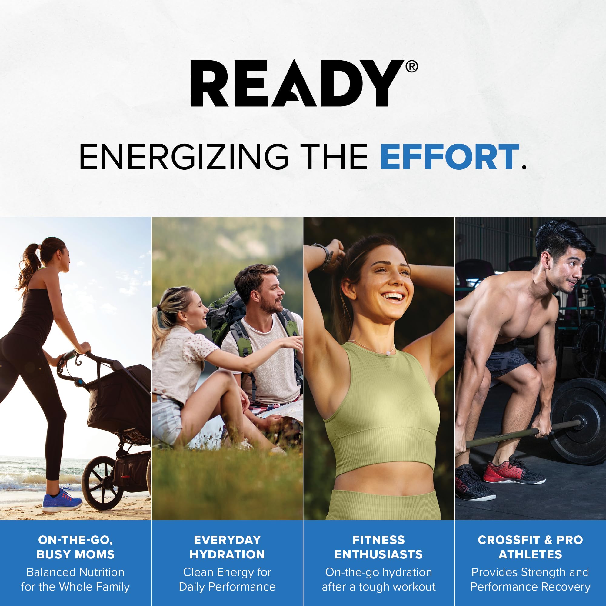 Six-pack packaging display demonstrates convenient multi-pack for workouts.