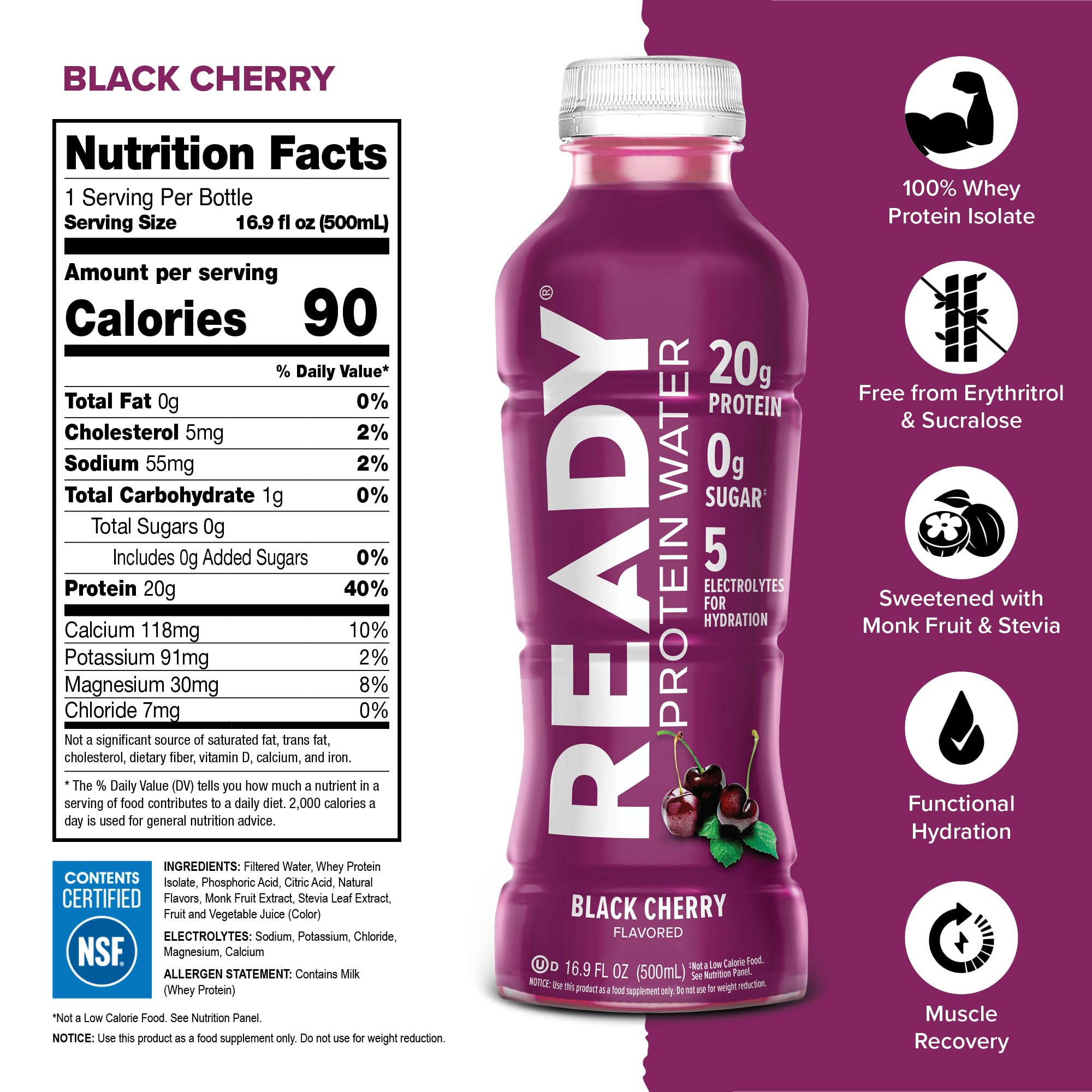 Pouring Ready Clear Protein Water emphasizes quick, sugar-free hydration.