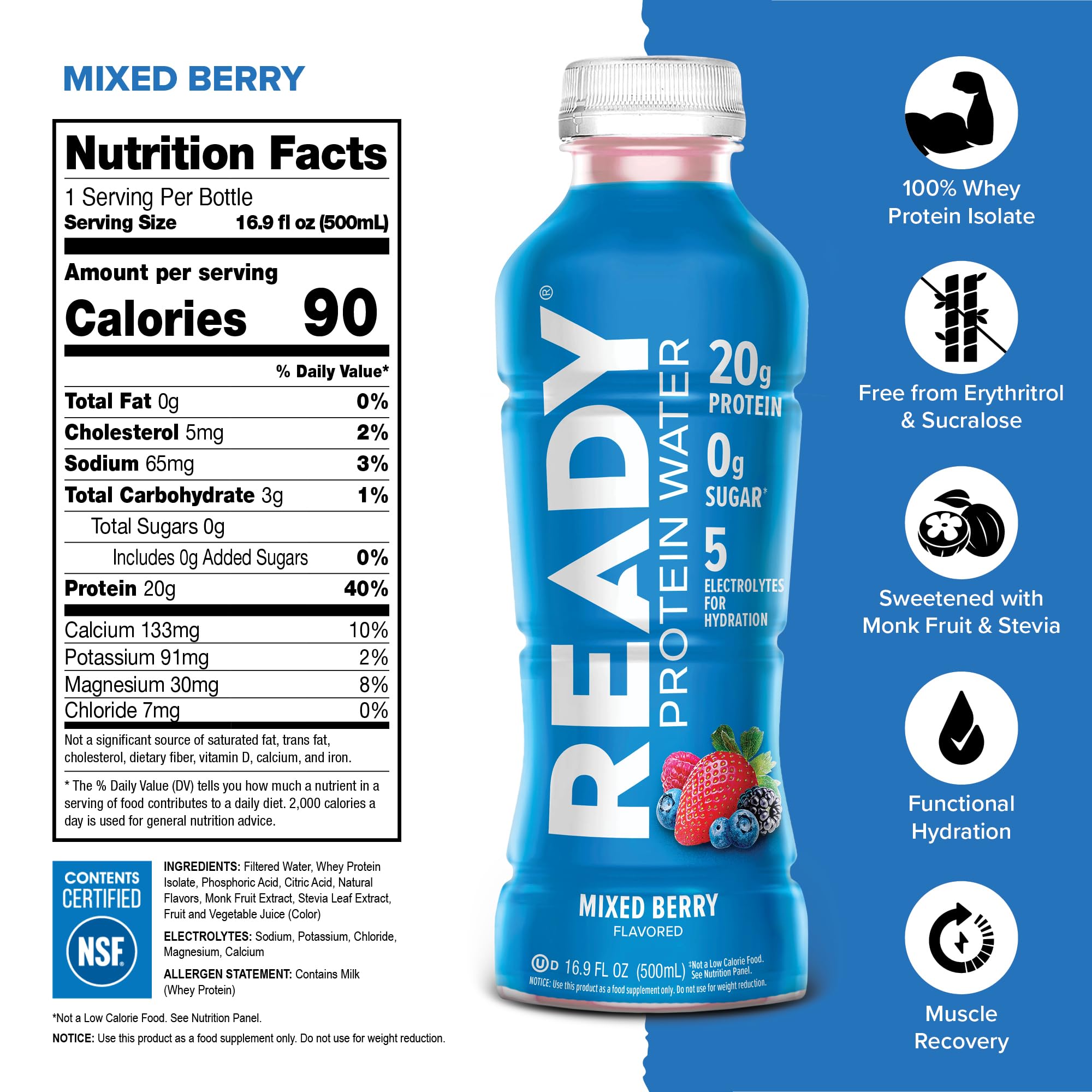 Ready Clear Protein Water being poured into a glass for quick hydration.