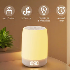 Reajoy white noise clock displaying calming light for ambience