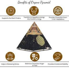Real Crystal Black Tourmaline Orgonite Pyramid detailed texture enhances aesthetic energy.