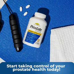 Real Health Prostate Formula 90-day supply packaging on a clinical backdrop.