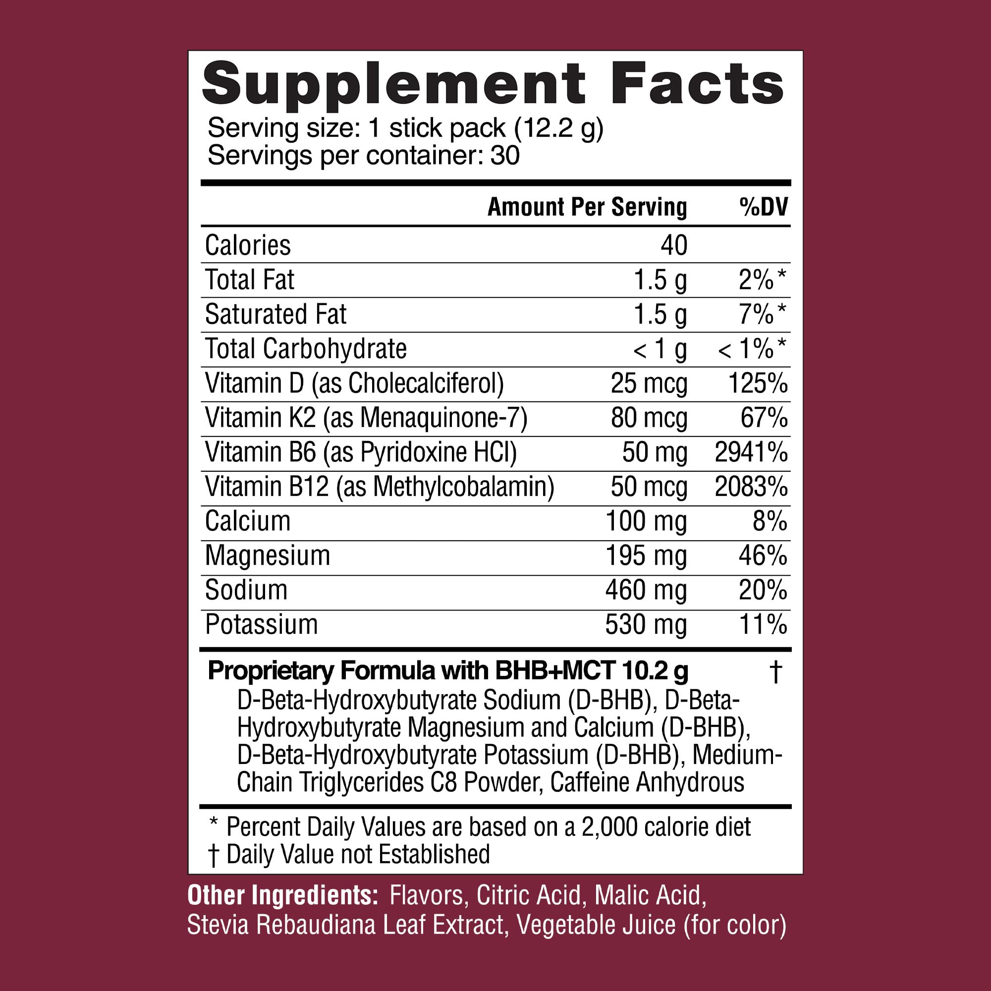 Closeup of Real Ketones label noting no sugar and no aspartame