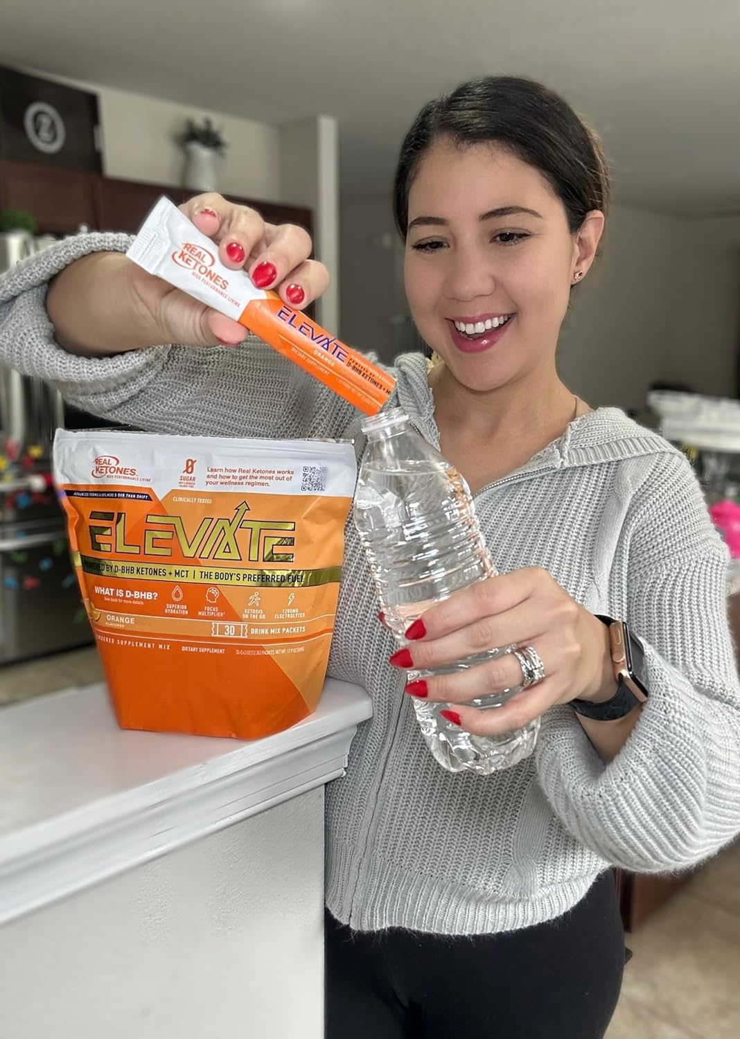 Real Ketones orange-flavor serve ready to mix for travel or post-workout.