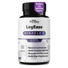 Real Science LegEase Miracle bottle pour facilitates convenient nightly dosing for leg comfort.