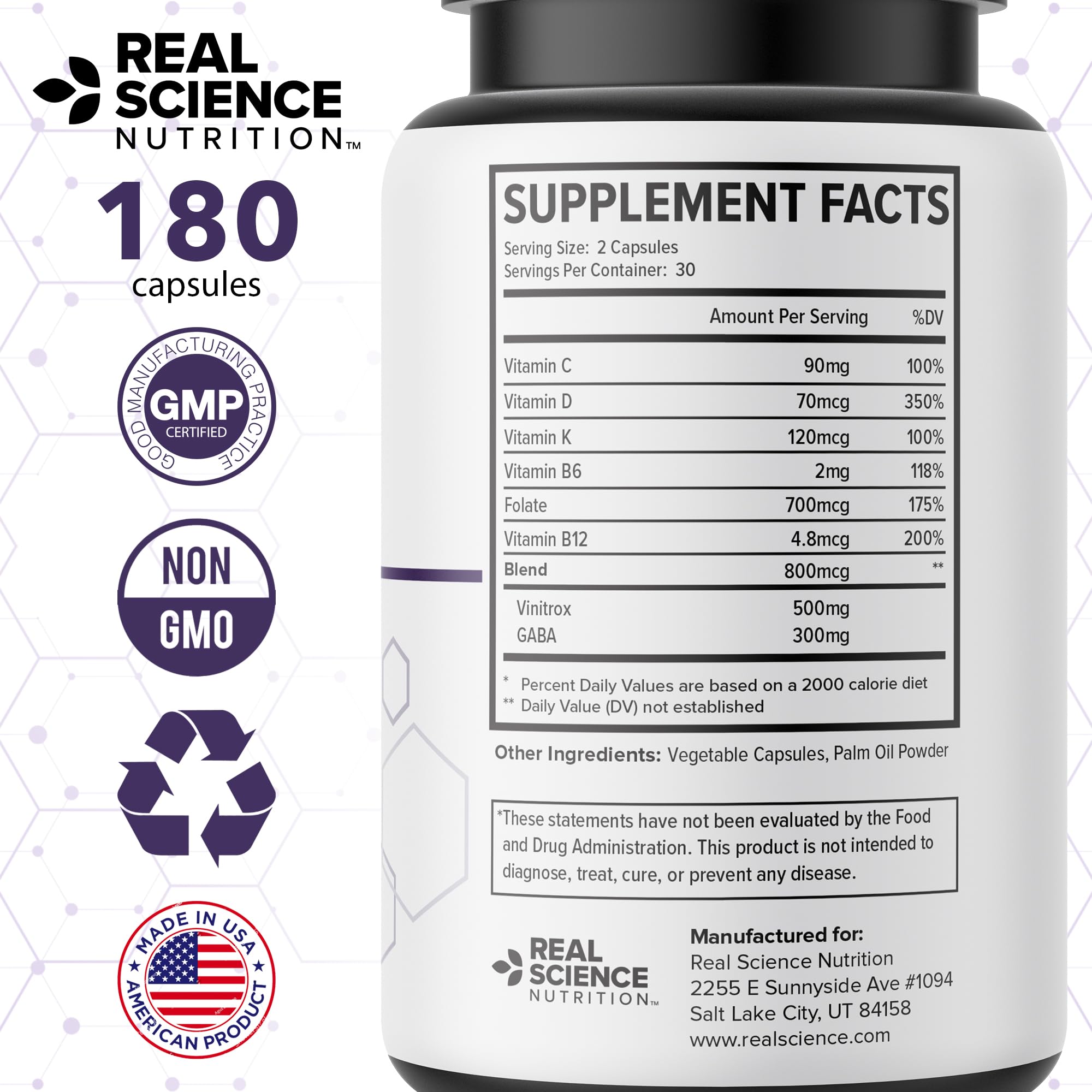 Real Science LegEase Miracle GMP stamp emphasizes quality and safety