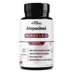 Real Science Nutrition Alopecinol Miracle bottle label showcases natural alopecia support