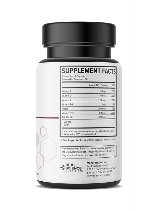 Real Science Nutrition Alopecinol Miracle capsule close-up showing easy daily use for hair health