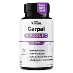 Real Science Nutrition Carpal Miracle bottle front view highlighting wrist comfort for daily tasks