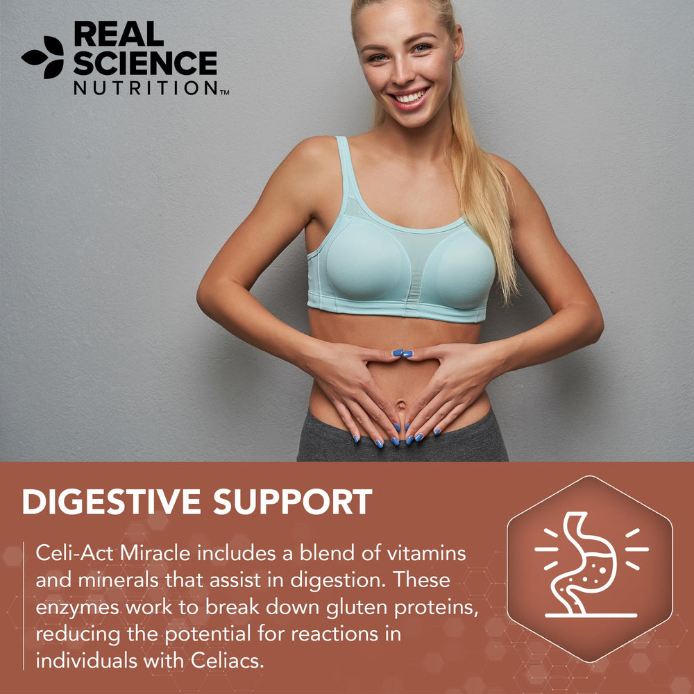 Real Science Nutrition Celi-Act Miracle bottle with glass implies on the go support