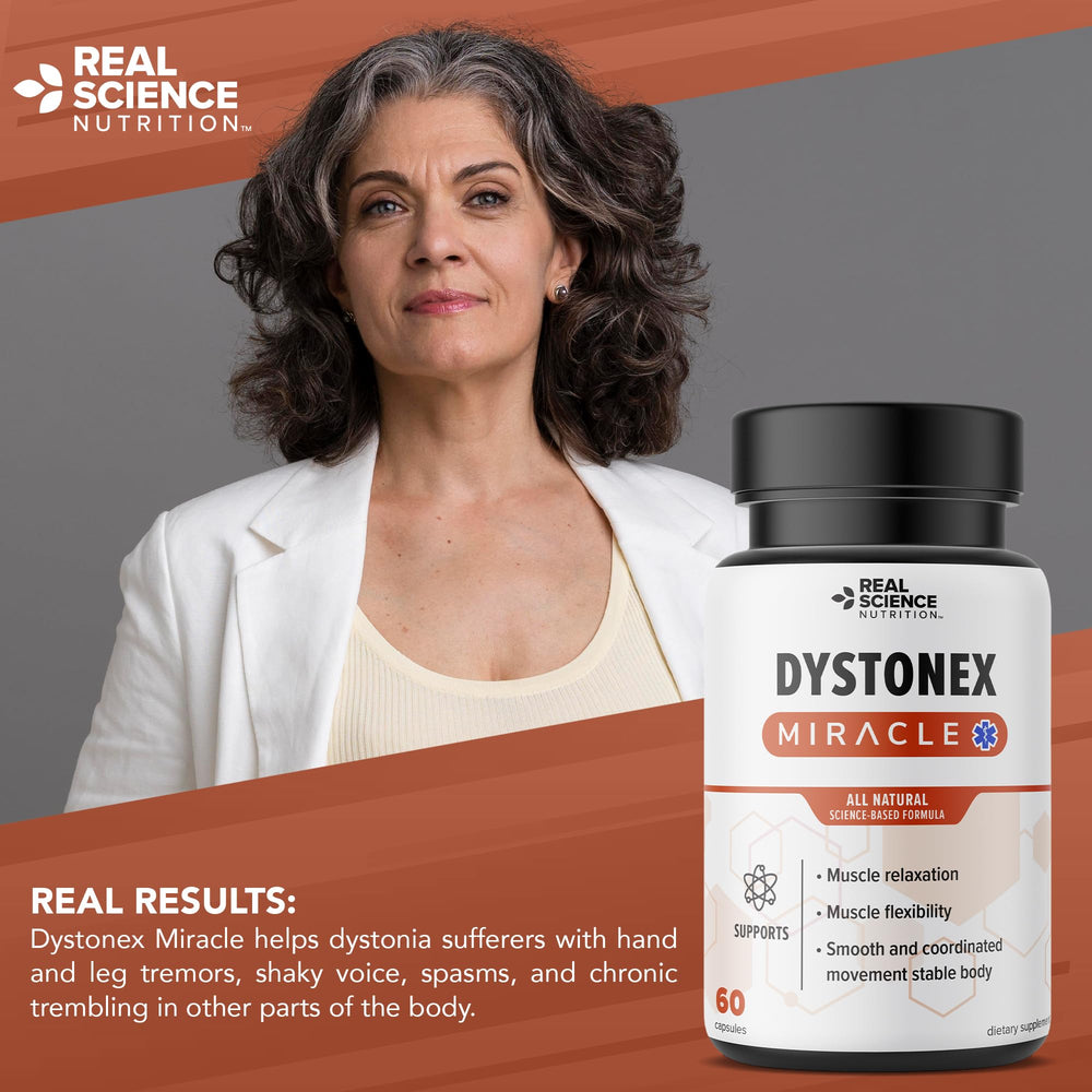 Real Science Nutrition Dystonia Miracle packaging emphasizing USA-made quality