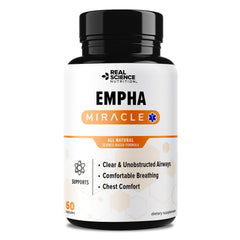 Real Science Nutrition Empha Miracle bottle on shelf highlighting natural breathing support