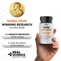Empha Miracle with glass of water illustrating daily intake habit
