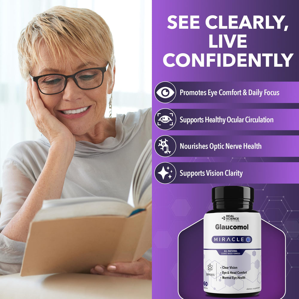 Real Science Glaucomol Miracle capsules pour for easy daily eye support